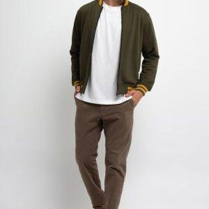 Jacket Bomber Contrast Collar-Olive