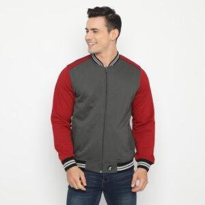 d&f jaket pria unisex bomber - abu maroon