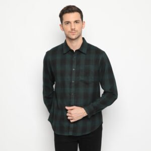 d&f kemeja pria unisex flanel - hijau
