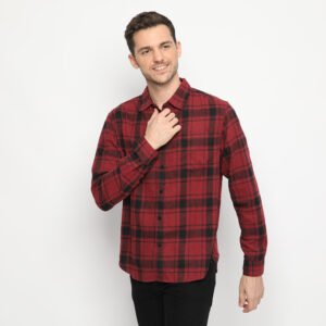 d&f kemeja pria unisex flanel - maroon