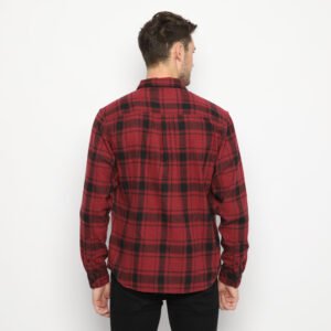 d&f kemeja pria unisex flanel - maroon