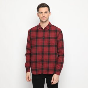 d&f kemeja pria unisex flanel - maroon