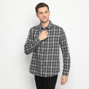 d&f kemeja pria unisex flanel - abu muda