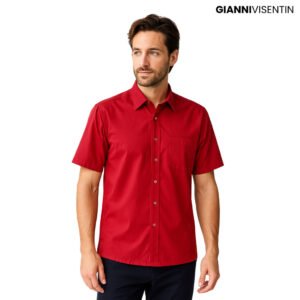 Gianni Visentin - Kemeja Formal Regular Bahan Rich Cotton Merah - 8605