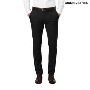 Gianni Visentin - Celana Bahan Formal Hightwiss Slimfit Pria Hitam - 4111