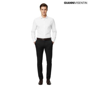 Gianni Visentin - Celana Bahan Formal Hightwiss Slimfit Pria Hitam - 4111