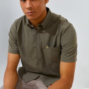 Jack Nicklaus Sleek Attire Kemeja Pria Lengan Pendek Slim Fit Olive