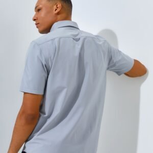 Jack Nicklaus Sleek Attire Kemeja Pria Lengan Pendek Slim Fit Light Grey