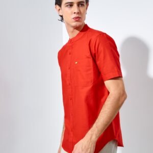 Jack Nicklaus Volga Kemeja Shanghai Pria Pendek Slim Fit Chili Red