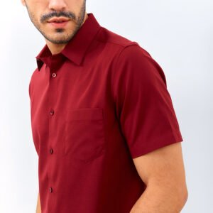 Jobb Flavian Kemeja Pria Lengan Pendek Maroon