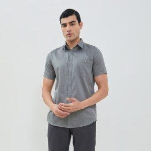 Jobb Baldwin Kemeja Pria Lengan Pendek Slim Fit Abu-abu