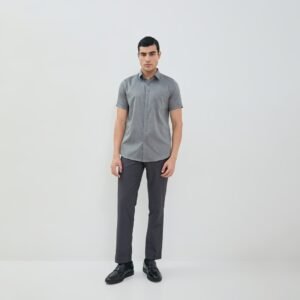 Jobb Baldwin Kemeja Pria Lengan Pendek Slim Fit Abu-abu