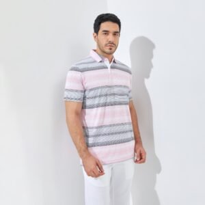 Jack Nicklaus Meininger Premium Fine Multi Stripe Polo Sunset