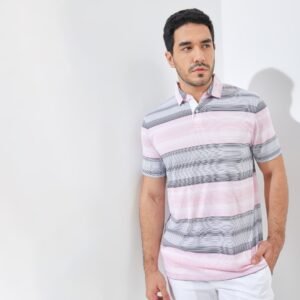 Jack Nicklaus Meininger Premium Fine Multi Stripe Polo Sunset