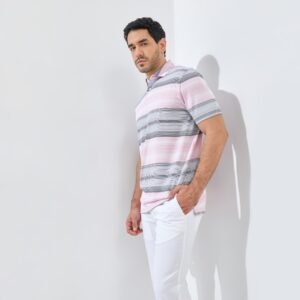 Jack Nicklaus Meininger Premium Fine Multi Stripe Polo Sunset