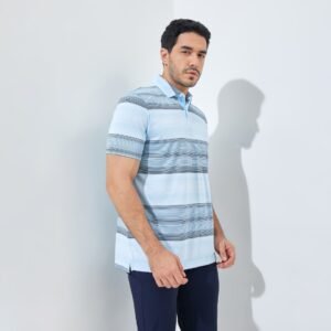 Jack Nicklaus Meininger Premium Fine Multi Stripe Polo Cool Blue