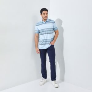 Jack Nicklaus Meininger Premium Fine Multi Stripe Polo Cool Blue