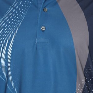Jack Nicklaus Russell Premium Swirl Color Block Print Polo Pasific Blue