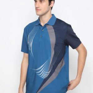 Jack Nicklaus Russell Premium Swirl Color Block Print Polo Pasific Blue