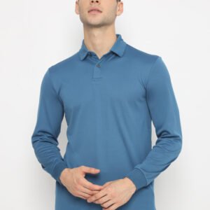 Jack Nicklaus Gagliardini Premium Heather Fine Stripe Polo Blue Knit