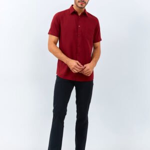 Jobb Flavian Kemeja Pria Lengan Pendek Maroon
