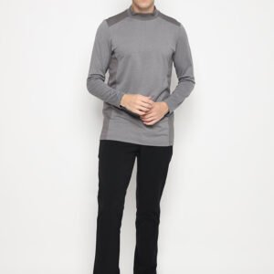 Jack Nicklaus Siriano Premium Heather Pieced Mock Neck Polo Cold Nikel