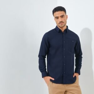 Jack Nicklaus Zen Kemeja Pria Lengan Panjang Slim Fit Navy