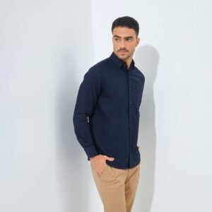 Jack Nicklaus Zen Kemeja Pria Lengan Panjang Slim Fit Navy