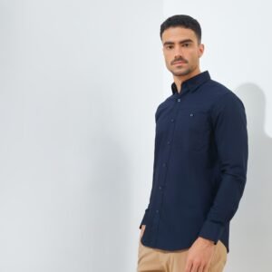 Jack Nicklaus Zen Kemeja Pria Lengan Panjang Slim Fit Navy