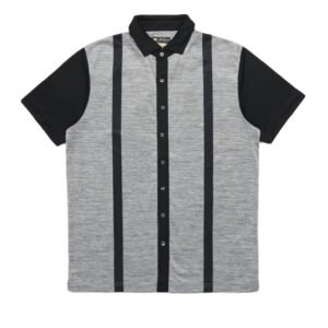 Jack Nicklaus Cyrus Premium Vertical Stripe Full Button Polo Caviar