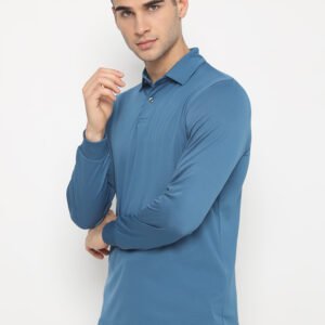 Jack Nicklaus Gagliardini Premium Heather Fine Stripe Polo Blue Knit