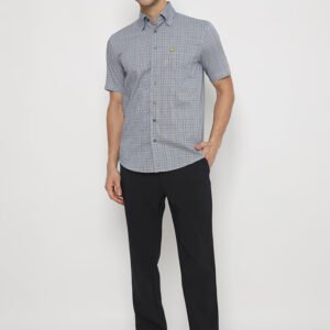 Jack Nicklaus Farris Double Grid Plaid Shirt Short Sleeve Classic Navy