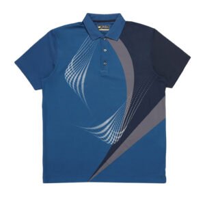 Jack Nicklaus Russell Premium Swirl Color Block Print Polo Pasific Blue