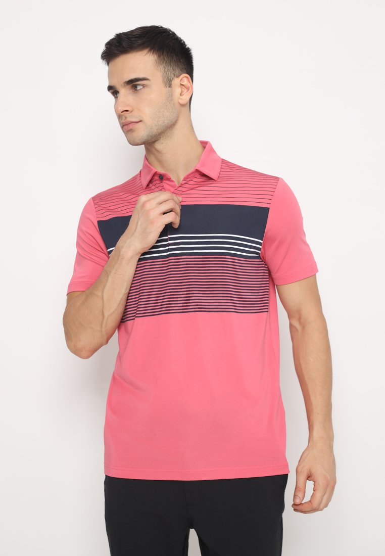 Jack Nicklaus Stefan Premium Multi Stripe Polo Coral Stroll