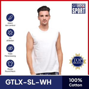 GT Sport Pakaian Dalam Pria GT Man GTLX-SL-WH Isi 1 Pcs – Men Singlet Slim Fit Innerwear 100% Cotton Putih