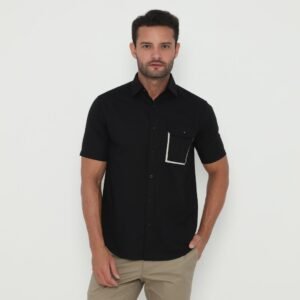 Jack Nicklaus Lander Kemeja Pria Lengan Pendek Slim Fit Black