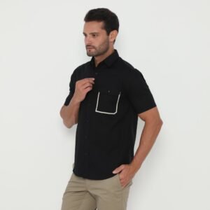Jack Nicklaus Lander Kemeja Pria Lengan Pendek Slim Fit Black