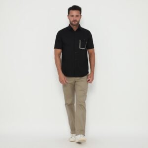 Jack Nicklaus Lander Kemeja Pria Lengan Pendek Slim Fit Black