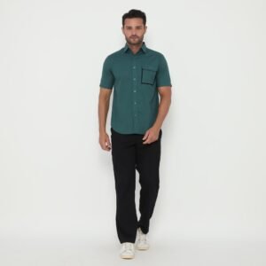 Jack Nicklaus Lander Kemeja Pria Lengan Pendek Slim Fit Green