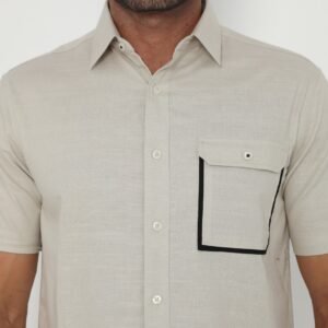 Jack Nicklaus Lander Kemeja Pria Lengan Pendek Slim Fit Khaki