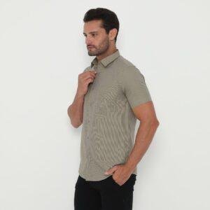 Jobb Yorke Kemeja Pria Lengan Pendek Slim Fit Khaki