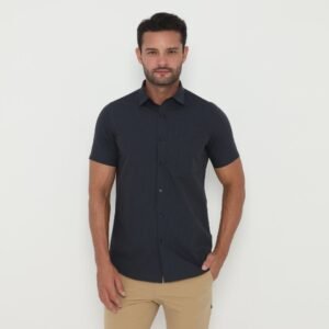 Jobb Yorke Kemeja Pria Lengan Pendek Slim Fit Navy