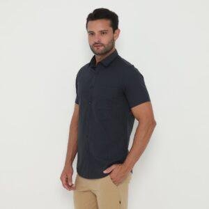 Jobb Yorke Kemeja Pria Lengan Pendek Slim Fit Navy