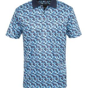 Jack Nicklaus Avellino Premium Optical Grid Geometric Print Polo Classic Navy