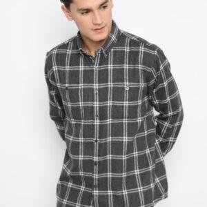 Jobb Akuro Kemeja Pria Flannel Lengan Panjang Regular Fit Abu-abu