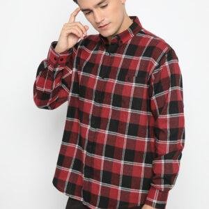 Jobb Loreyo Kemeja Pria Flannel Lengan Panjang Regular Fit Maroon