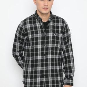 Jobb Seiba Kemeja Pria Flannel  Lengan Panjang Slim Fit Hitam