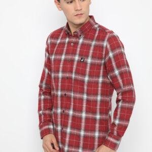 Jobb Nobe Kemeja Pria Flannel Lengan Panjang Slim Fit Merah