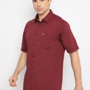 Jobb Caspian Kemeja Pria Lengan Pendek Regular Fit Maroon 2022