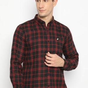Jobb Josei Kemeja Pria Flannel Lengan Panjang Slim Fit Merah